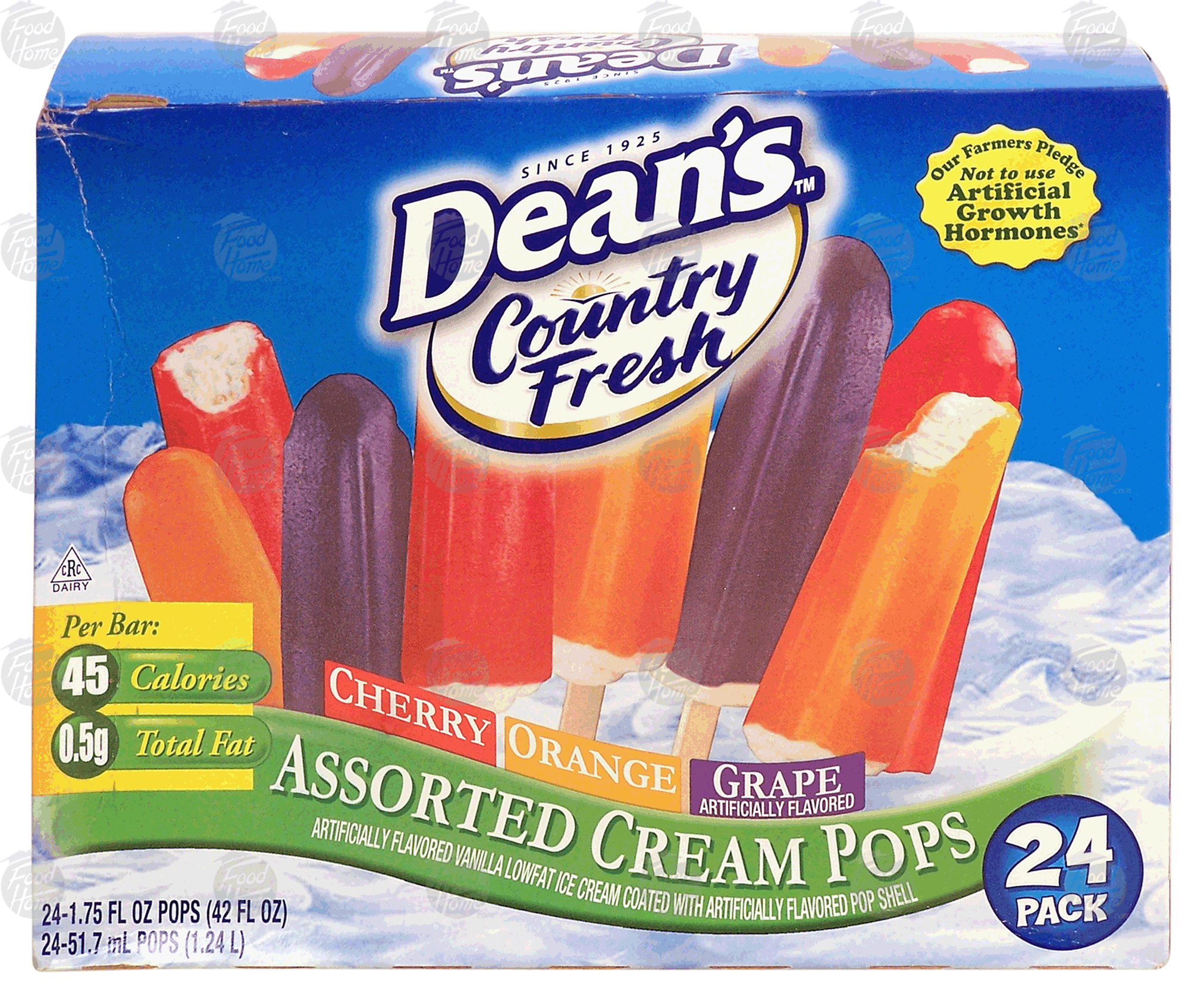 Dean's Country Fresh assorted cream pops; vanilla lowfat ice cream with flavored pop shell Full-Size Picture